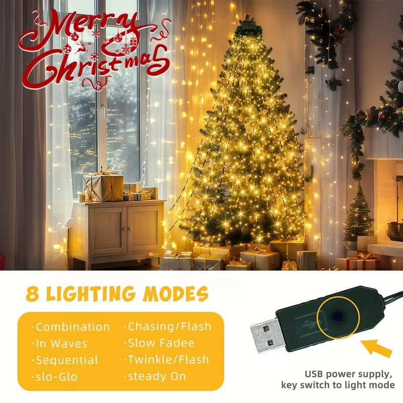 LED Waterfall String Lights for Christmas Trees, Garden, and Home Decor