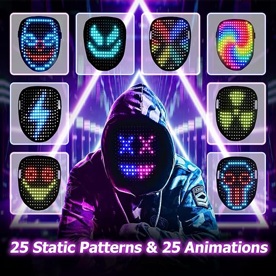 50 Patterns Rechargeable Face Transforming Mask for Halloween