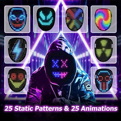 50 Patterns Rechargeable Face Transforming Mask for Halloween