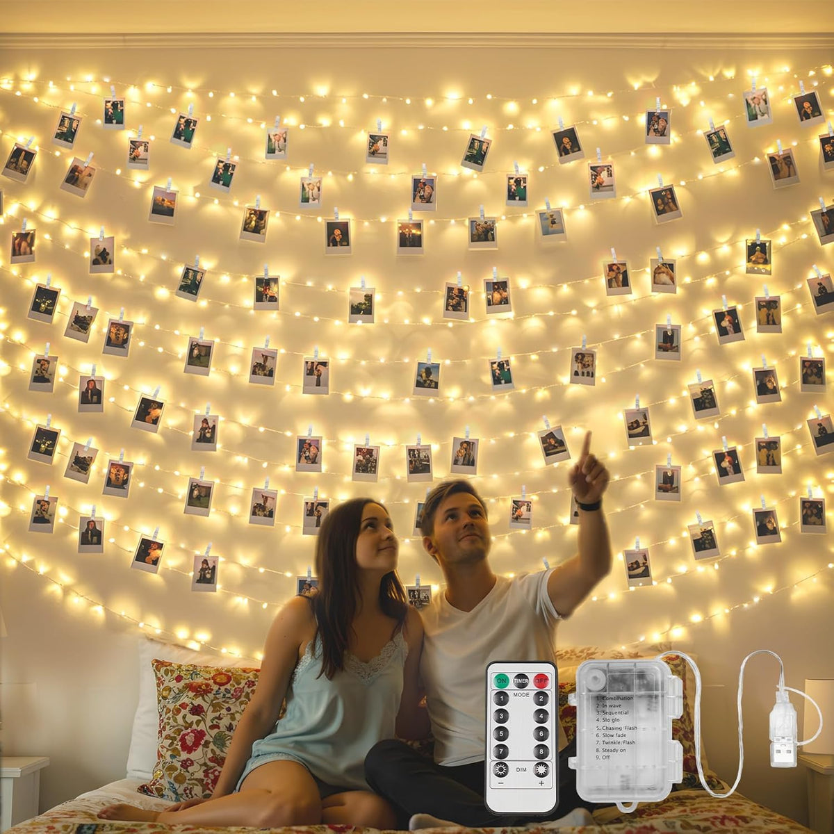 10M 100 LED Copper Photo Fairy Light Strip with Clips for Decor