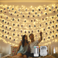 10M 100 LED Copper Photo Fairy Light Strip with Clips for Decor