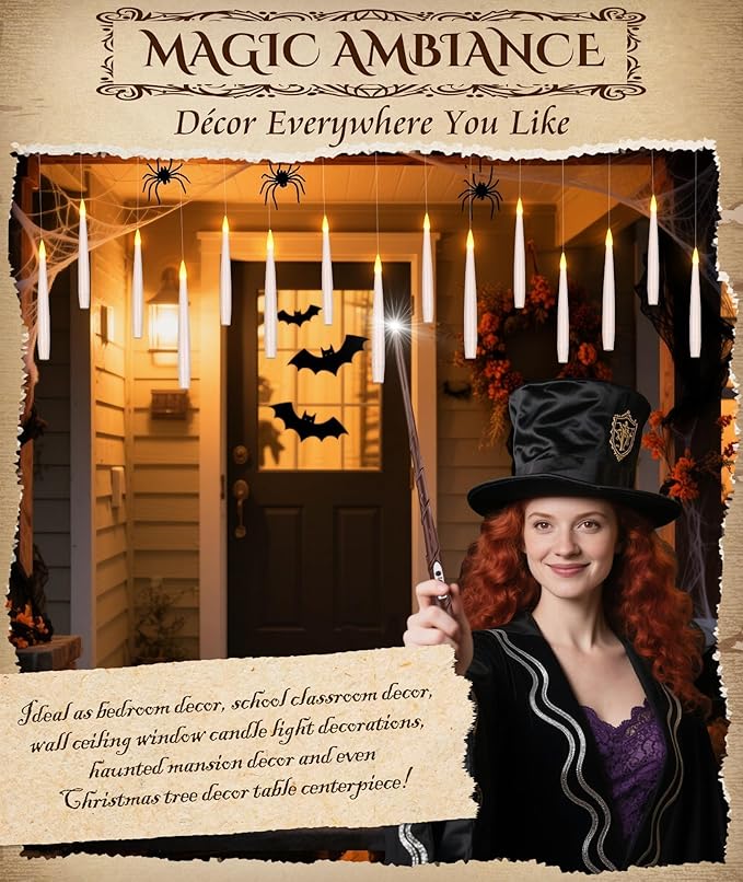 20Pcs Floating Flameless LED Candles with Magic Wand