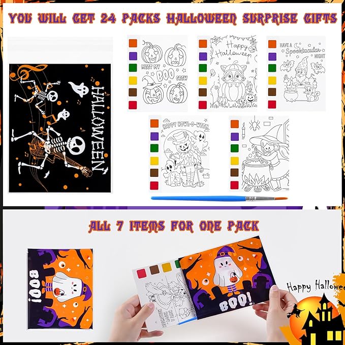 Sigilyer 24 Pack Halloween Party Favors for Kids (168 PCS)