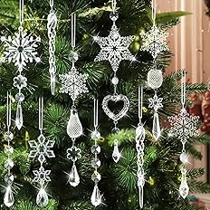 Christmas Tree Ornaments Sparkling Dazzling Festival Party Decoration Crystal Snowflake Design Hanging Ornament Holiday Season Home Decor