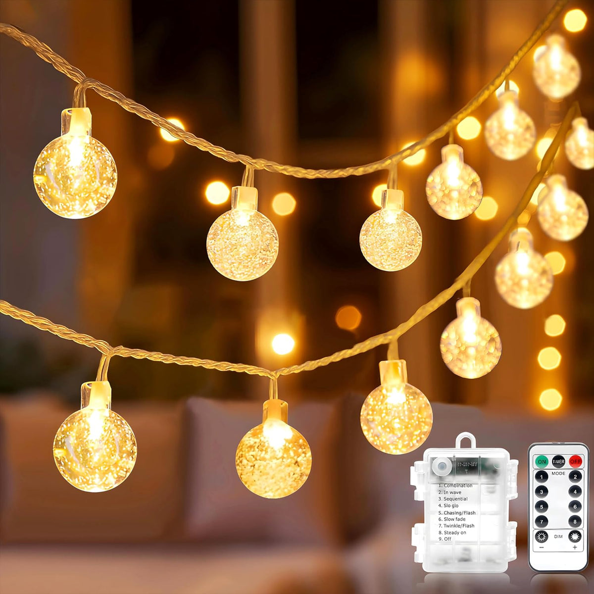 ✨ 108-LED Fairy Globe String Lights | Battery Powered