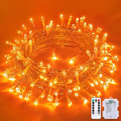 33FT Orange Halloween String Lights – 100 LED Battery Operated Waterproof Lights with Remote