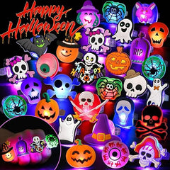 Halloween LED Light-Up Rings – 50PCS Glow Flash Rings for Kids & Adults
