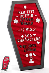 Nomnu Coffin Letter Board – 17" Gothic Felt Sign with 3D Bat Stickers