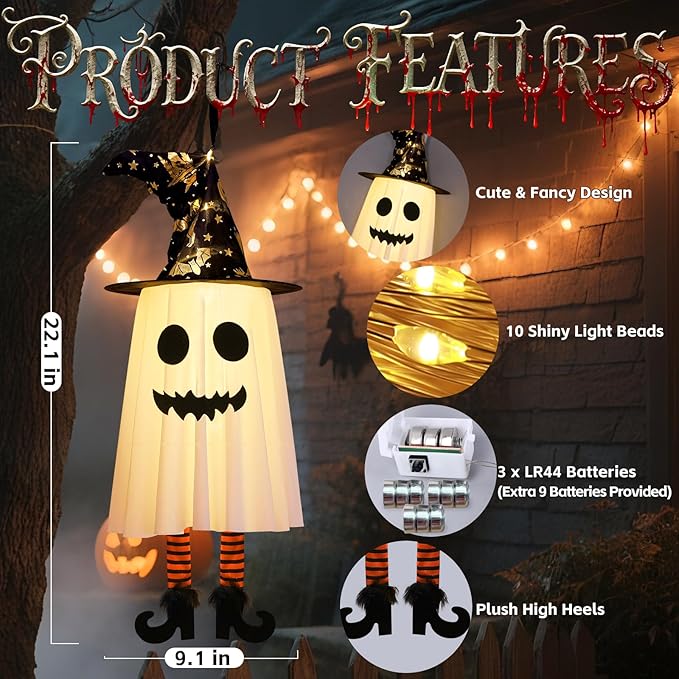 3-Pack Halloween Hanging Ghost Lights