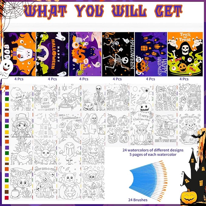 Sigilyer 24 Pack Halloween Party Favors for Kids (168 PCS)