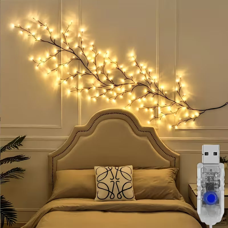 AMill 96 LED Willow Vine Wall Lights USB Powered for Cozy Home Decor