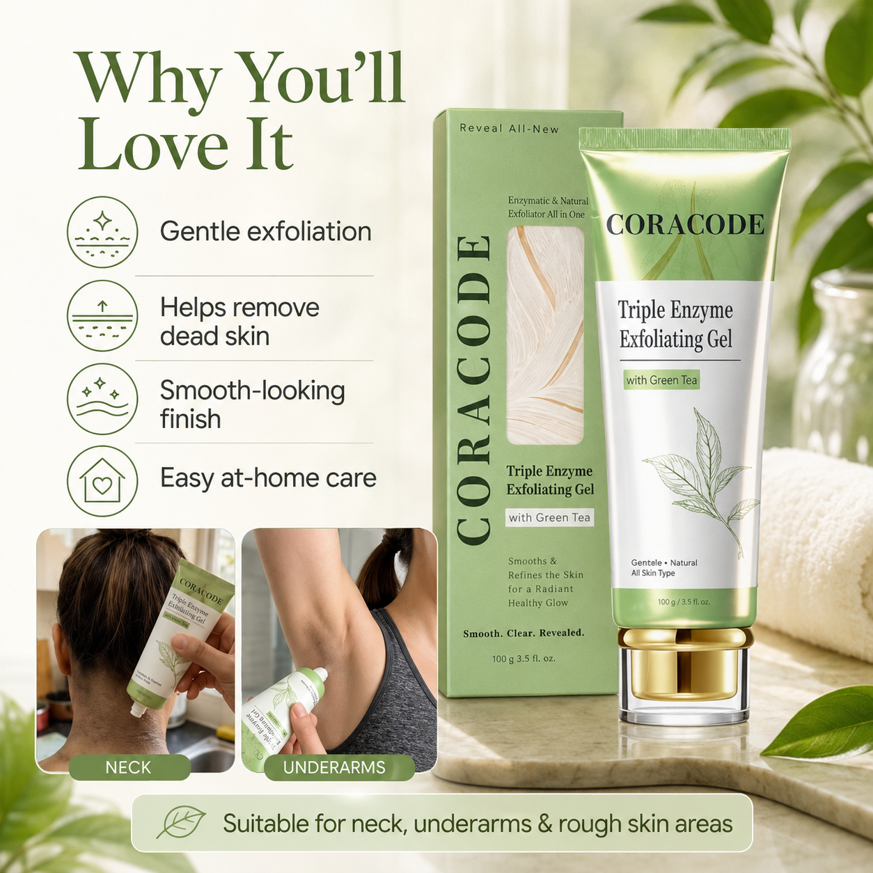 Coracode Triple Enzyme Exfoliating Gel with Green Tea Extract