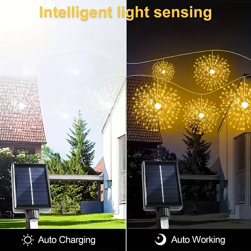 Solar Powered Firework LED Sphere Lights for Outdoor Garden and Patio