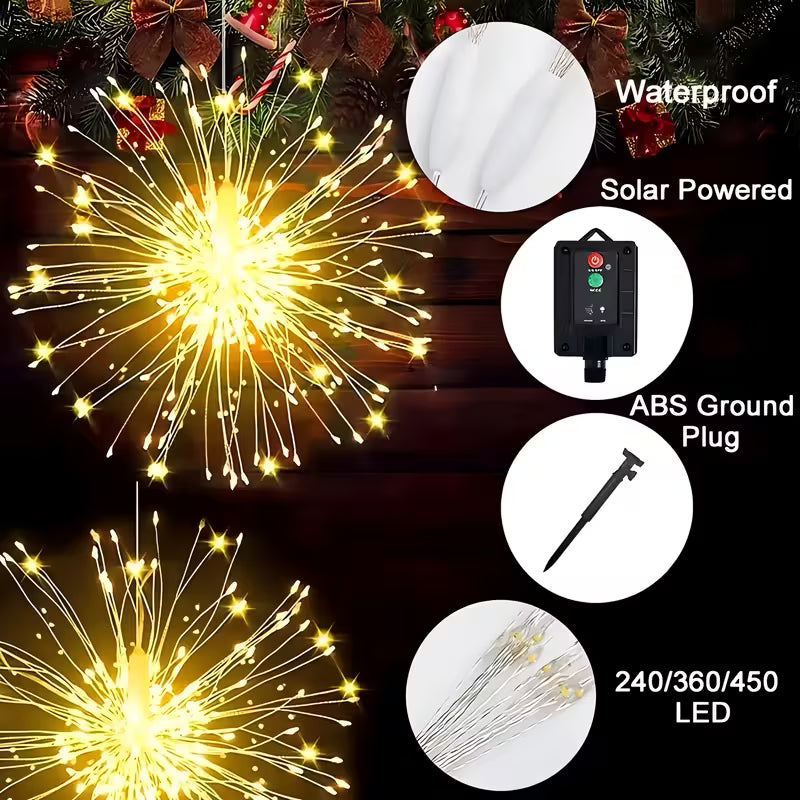 Solar Powered Firework LED Sphere Lights for Outdoor Garden and Patio
