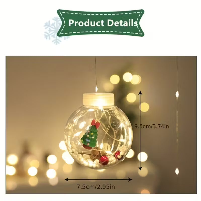 LED Christmas Curtain Lights with Snowman and Wishing Ball for Decor