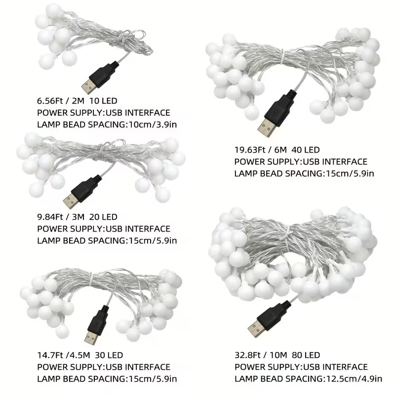 USB Powered Globe LED String Lights for Home, Events and Party Decor