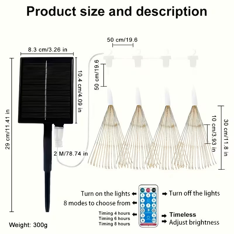 Solar Powered Firework LED Sphere Lights for Outdoor Garden and Patio