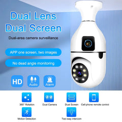 Dual Lens Night Vision Motion Detection Bulb Camera